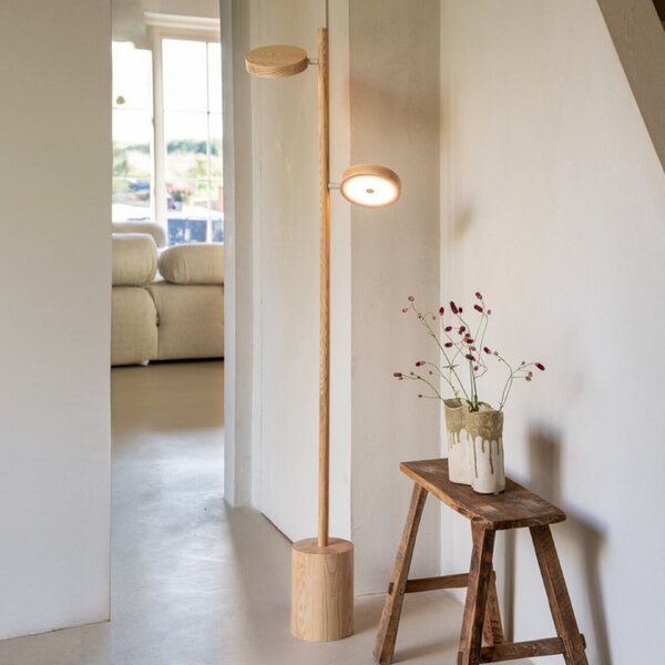 Good & Mojo GOOD MOJO LED podna lampa Okinawa, 2 žarulje, prirodna, 146 cm, drvo, prigušiva, Drvo, Dnevni boravak/blagovaonica, Drvo