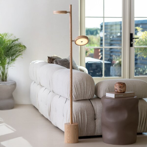 Good & Mojo GOOD MOJO LED podna lampa Okinawa, 2 žarulje, prirodna, 146 cm, drvo, prigušiva, Drvo, Dnevni boravak/blagovaonica, Drvo