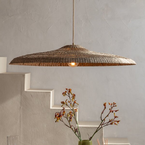 Good & Mojo GOOD MOJO viseća lampa Santorini, Ø75cm, prirodna, morska trava, E27, Smeđa / hrđa, Dnevni boravak/blagovaonica, Tkanina / tekstil