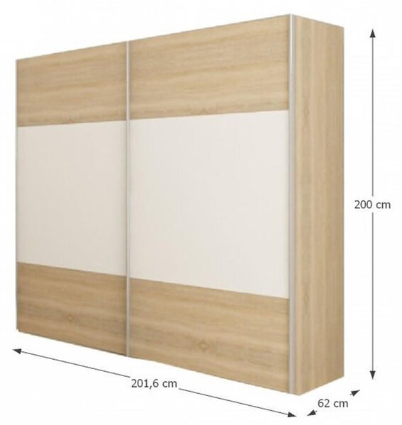 Spavaća soba (krevet 180x200 cm, noćni stolić (2 kom.), ormar) Gabreola (hrast sonoma + bijela)