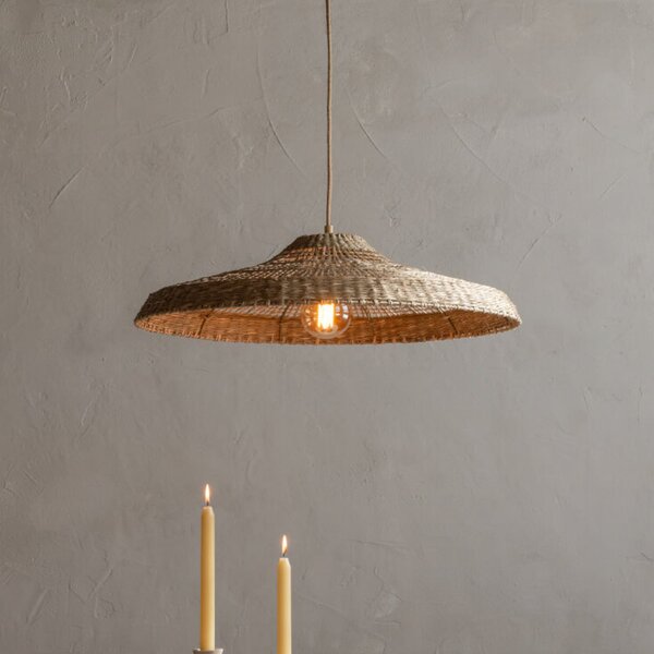 Good & Mojo GOOD MOJO viseća lampa Santorini, Ø60cm, prirodna, morska trava, E27, Smeđa / hrđa, Dnevni boravak/blagovaonica, Tkanina / tekstil