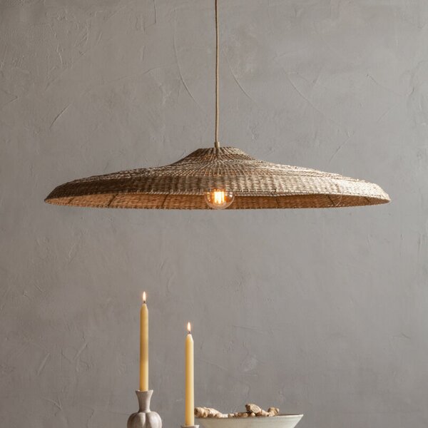 Good & Mojo GOOD MOJO viseća lampa Santorini, Ø75cm, prirodna, morska trava, E27, Smeđa / hrđa, Dnevni boravak/blagovaonica, Tkanina / tekstil