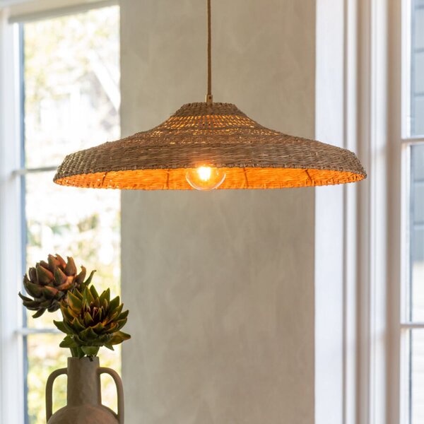 Good & Mojo GOOD MOJO viseća lampa Santorini, Ø60cm, prirodna, morska trava, E27, Smeđa / hrđa, Dnevni boravak/blagovaonica, Tkanina / tekstil