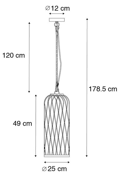 Ruralna vanjska viseća svjetiljka crni ratan 25 cm - Calamus