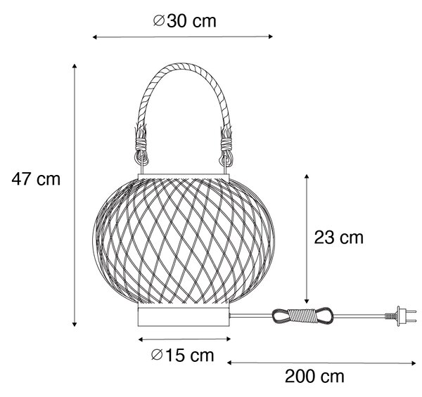 Ruralna vanjska stolna lampa od ratana - Calamus