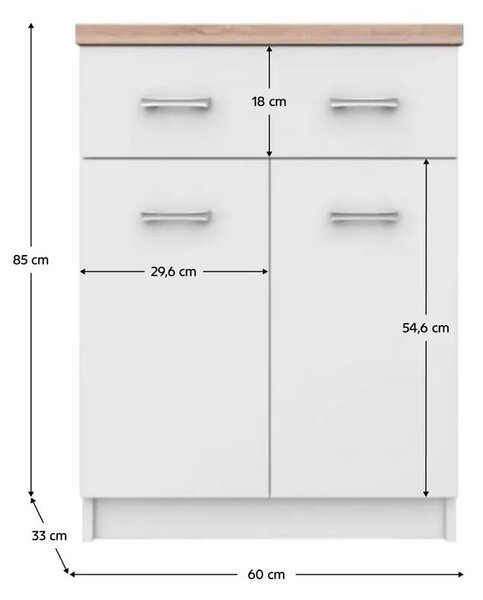 Komoda Topta Typ 41 2D1S60 (bijela + hrast sonoma)