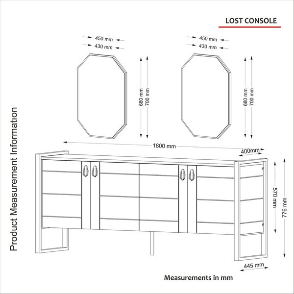 Woody Fashion Komoda, Orah, Lost Aynalı Console - Walnut