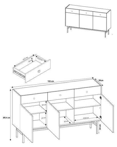 Zondo.hr Komoda Desanta 3D3SZ (bež + crna). 1082792