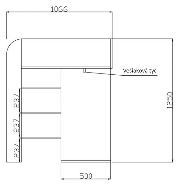 Dječji kombinirani krevet 90 cm Kesa 1 (beton + bijela mat)