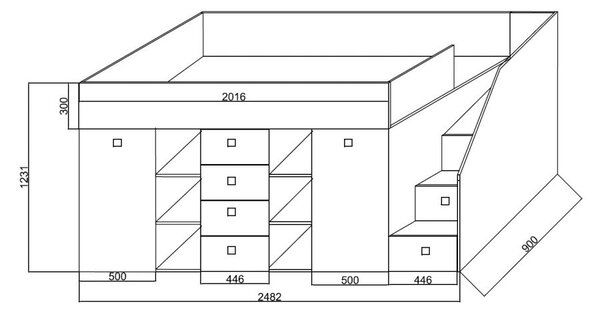 Zondo.hr Dječji kombinirani krevet 90 cm Kesa 3 (beton + bijela mat) (D). Akcija -17%. 1085826