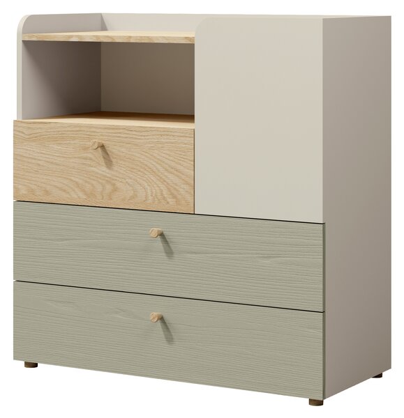 Komoda Yoda 10 (svijetlo bež + uljani hrast + eukaliptus)