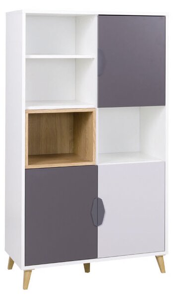 Zondo.hr Regal Juna 6 (bijela + grafit + siva + hrast lefkas). Akcija -14%. 1087402