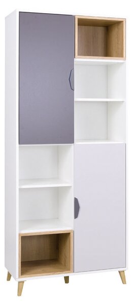 Zondo.hr Regal Juna 3 (bijela + grafit + siva + hrast lefkas). Akcija -14%. 1087399