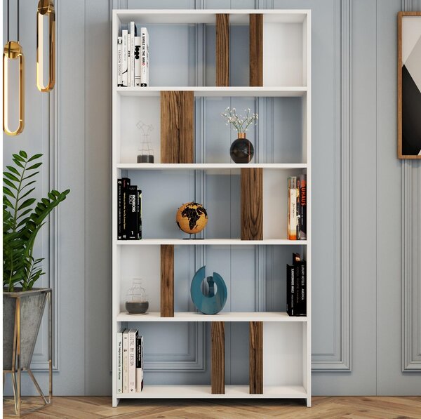 Regal Limba (bijela + drvo oraha)
