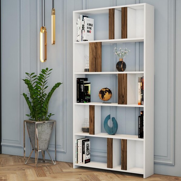 Regal Limba (bijela + drvo oraha)