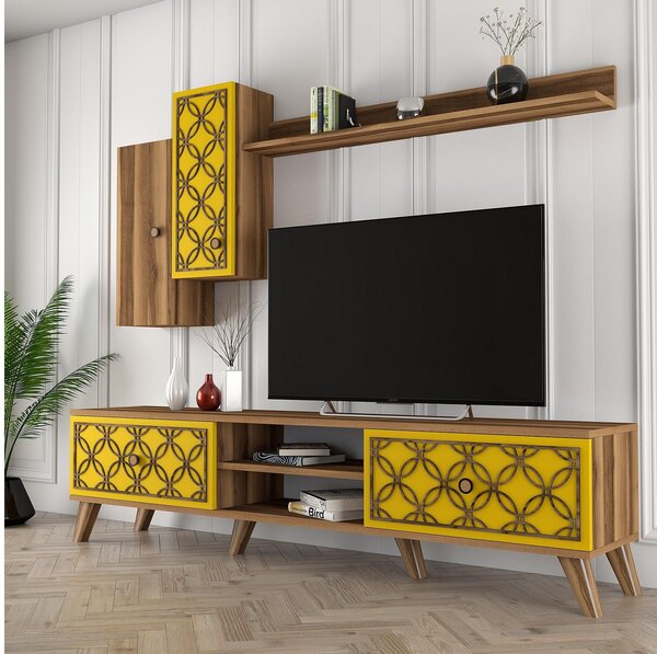 Zondo.hr Set za dnevni boravak Classy S (orah + žuta). Akcija -31%. 1088343