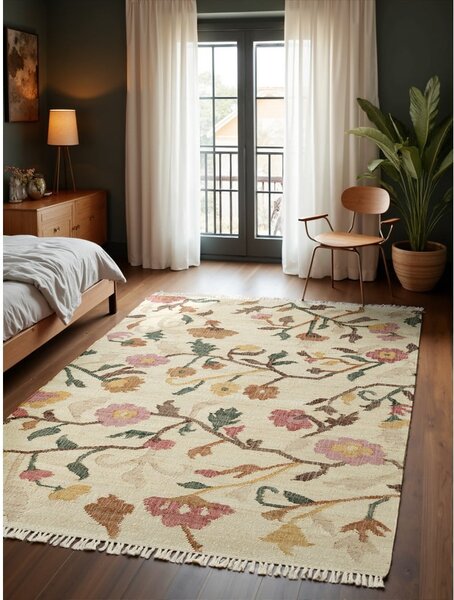 Krem ručno rađen juten tepih 200x300 cm Roya Violette – Elle Decoration