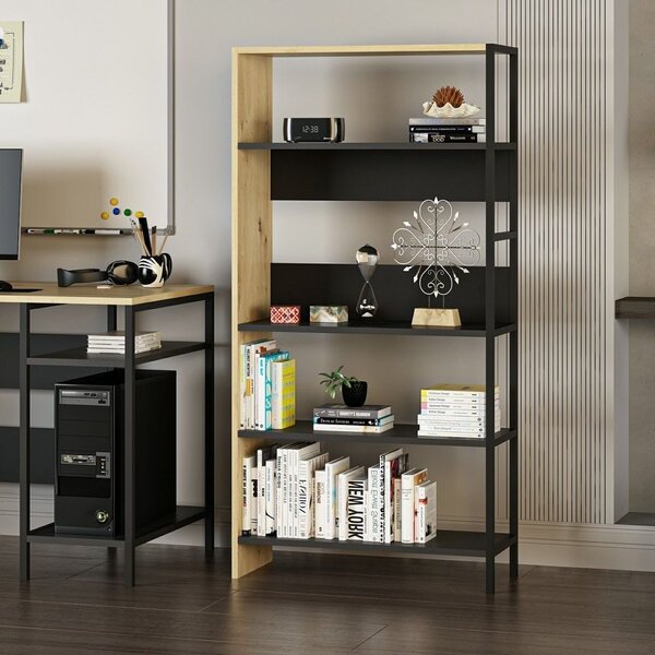 Woody Fashion Polica za knjige, Tiran - Anthracite, Black