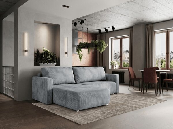 Svijetlosiva razvučljiva kutna sofa TAFIRA, obostrana