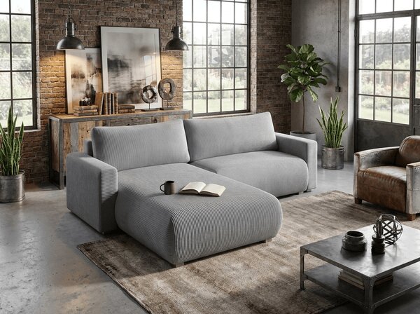 Svijetlosiva razvučljiva kutna sofa TAFIRA, obostrana
