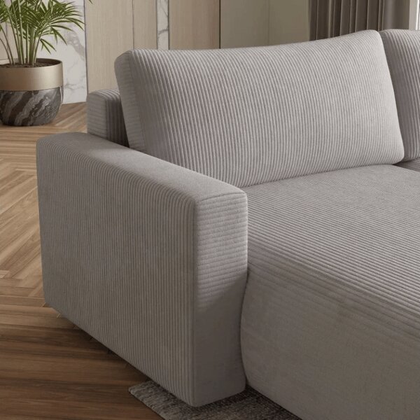 Svijetlosiva razvučljiva kutna sofa TAFIRA, obostrana