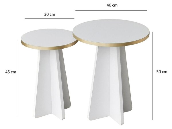 Zondo.hr Set stolića za kavu (2 kom.) Kabivo 1 (zlatna + bijela). Akcija -30%. 1089599