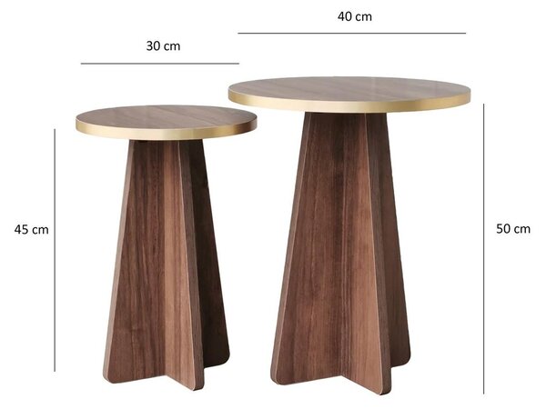 Zondo.hr Set stolića za kavu (2 kom.) Kabivo 1 (zlatna + orah). Akcija -30%. 1089598