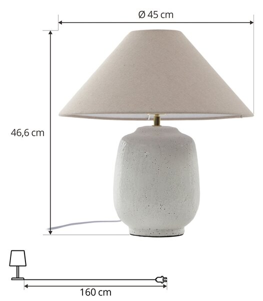 Lucande stolna lampa Thalorin, visina 47 cm, bijela, keramika, Bijela, Dnevni boravak/blagovaonica, Keramika