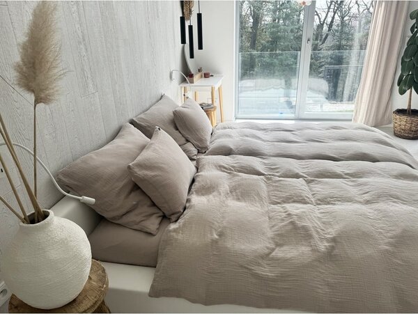 Bež posteljina za krevet za jednu osobu od muslina 135x200 cm Plain Muslin – Butter Kings