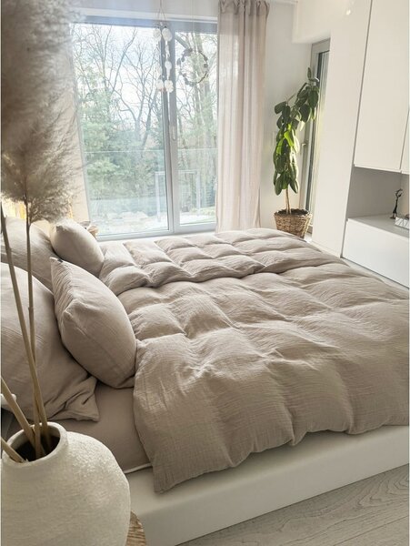 Bež posteljina za krevet za jednu osobu od muslina 135x200 cm Plain Muslin – Butter Kings