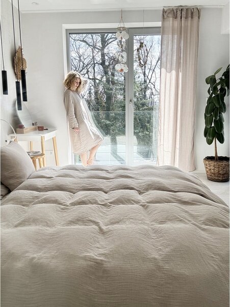 Bež posteljina za krevet za jednu osobu od muslina 135x200 cm Plain Muslin – Butter Kings