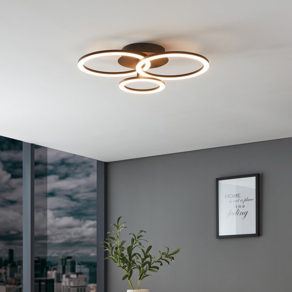 EGLO connect Parrapos-Z LED stropna svjetiljka, 3 žarulje, prigušiva, Crno, Dnevni boravak/blagovaonica, Metal