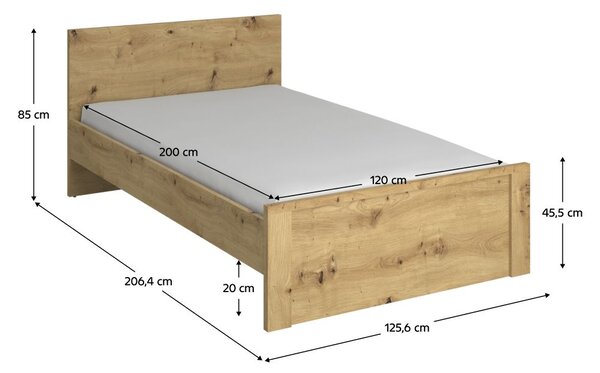 Jednostruki krevet 120 JESS (hrast artisan)