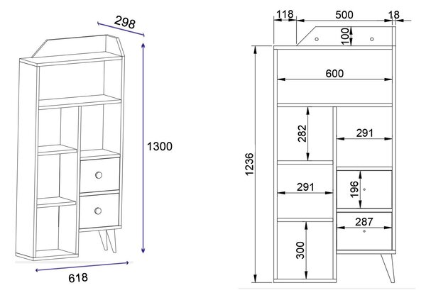 Zondo.hr Regal Dekube 1 (atlantski bor + crna) . 1092990