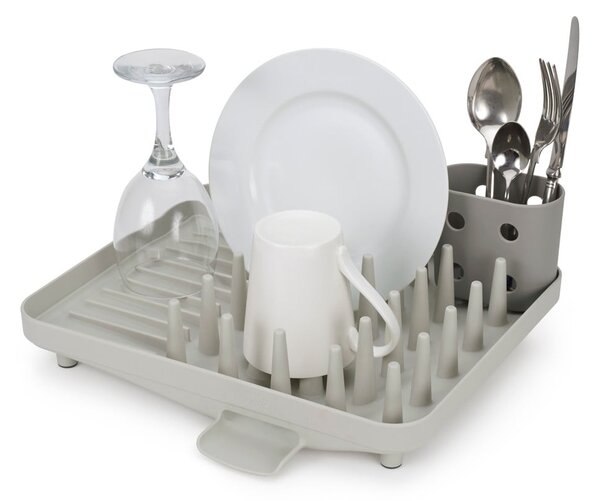Svijetlo sivi plastičan ocjeđivač za posuđe 33,5x31,5 cm Duo – Joseph Joseph