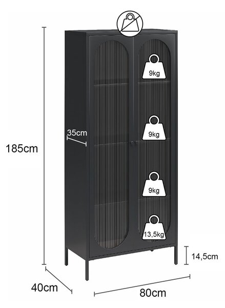 Svijetlo plava metalna vitrina 80x186x40 cm Luna – Støraa