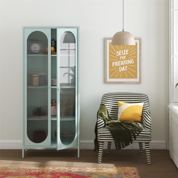 Svijetlo plava metalna vitrina 80x186x40 cm Luna – Støraa