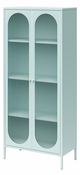 Svijetlo plava metalna vitrina 80x186x40 cm Luna – Støraa