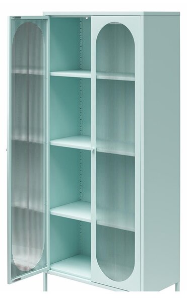 Svijetlo plava metalna vitrina 80x186x40 cm Luna – Støraa