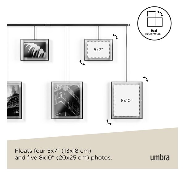 Crni metalni viseći okviri u setu 9 kom 223x77,5 cm Exhibit – Umbra