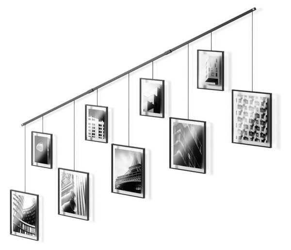 Crni metalni viseći okviri u setu 9 kom 223x77,5 cm Exhibit – Umbra