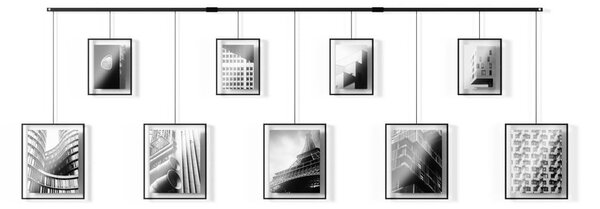 Crni metalni viseći okviri u setu 9 kom 223x77,5 cm Exhibit – Umbra