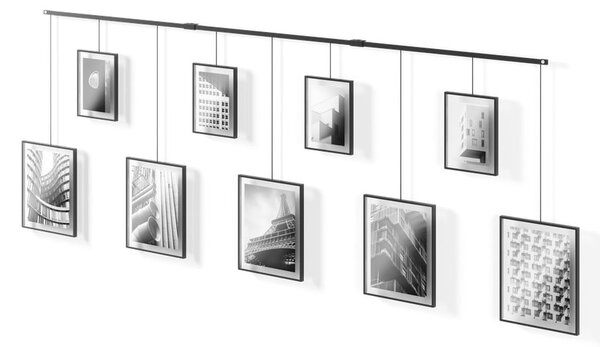 Crni metalni viseći okviri u setu 9 kom 223x77,5 cm Exhibit – Umbra