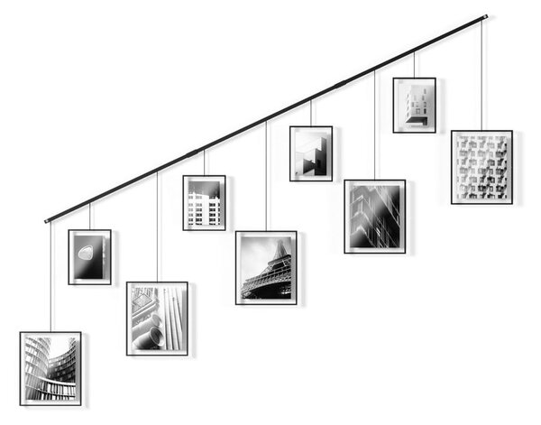 Crni metalni viseći okviri u setu 9 kom 223x77,5 cm Exhibit – Umbra