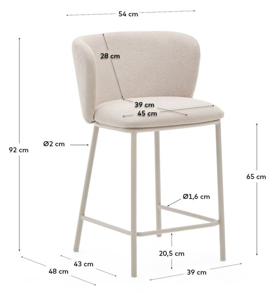 Bež barska stolica (visine sjedala 65 cm) Ciselia – Kave Home