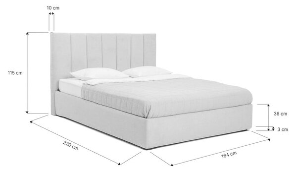 Bež tapecirani bračni krevet s podnicom i prostorom za odlaganje 160x200 cm Thessa Bold Line – Bonami Selection