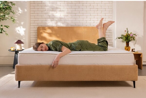 Senf žuti tapecirani bračni krevet s podnicom 180x200 cm Noira Slim – Bonami Selection