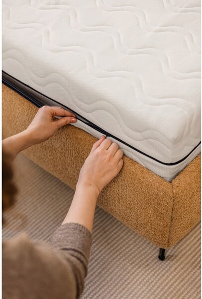 Senf žuti tapecirani bračni krevet s podnicom 180x200 cm Noira Slim – Bonami Selection