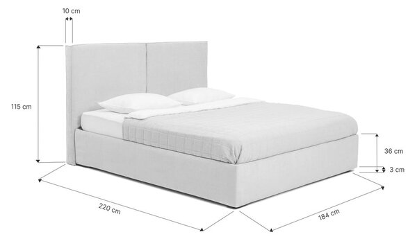 Bež tapecirani bračni krevet s podnicom i prostorom za odlaganje 180x200 cm Thessa Bold – Bonami Selection