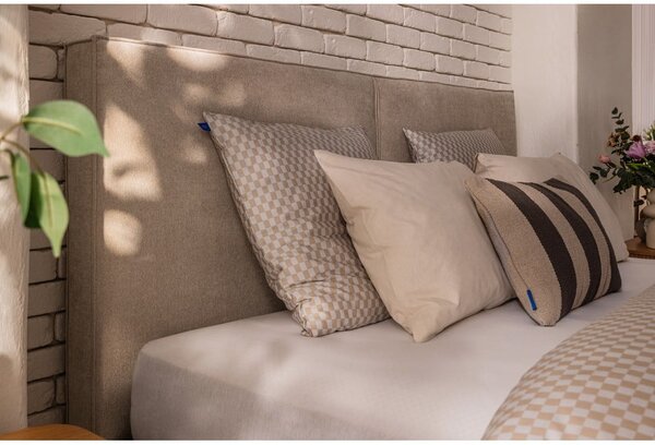 Bež tapecirani bračni krevet s podnicom i prostorom za odlaganje 180x200 cm Thessa Bold – Bonami Selection